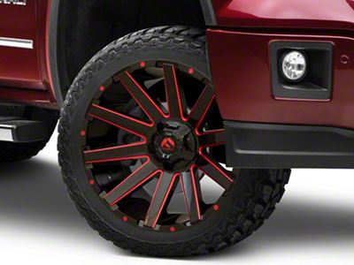 Fuel Wheels Contra Gloss Black with Red Tint 6-Lug Wheel; 22x10; -19mm Offset (14-18 Sierra 1500)