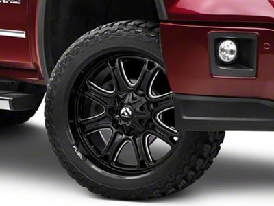 Fuel Wheels Darkstar Gloss Black Milled 6-Lug Wheel; 22x9; 1mm Offset (14-18 Sierra 1500)