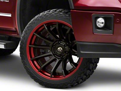 Fuel Wheels Fusion Forged Burn Matte Black with Candy Red Lip 6-Lug Wheel; 22x12; -44mm Offset (14-18 Sierra 1500)