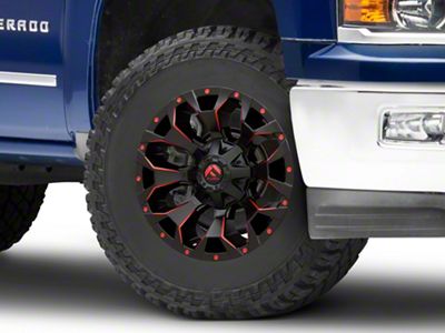 Fuel Wheels Assault Matte Black Red Milled 6-Lug Wheel; 18x9; -13mm Offset (14-18 Silverado 1500)