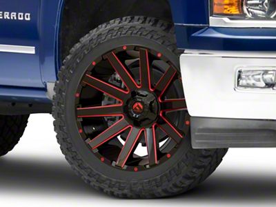 Fuel Wheels Contra Gloss Black with Red Tint 6-Lug Wheel; 22x10; -19mm Offset (14-18 Silverado 1500)