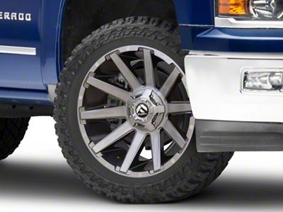 Fuel Wheels Contra Platinum Brushed Gunmetal with Tinted Clear 6-Lug Wheel; 22x10; -19mm Offset (14-18 Silverado 1500)