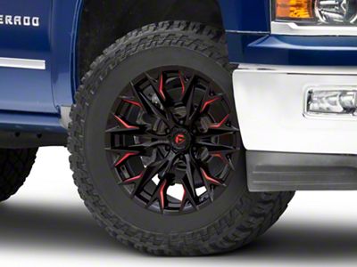 Fuel Wheels Flame Gloss Black Milled with Candy Red 6-Lug Wheel; 20x9; 1mm Offset (14-18 Silverado 1500)