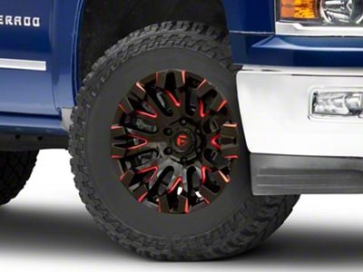 Fuel Wheels Quake Gloss Black Milled with Red Tint 6-Lug Wheel; 18x9; 1mm Offset (14-18 Silverado 1500)