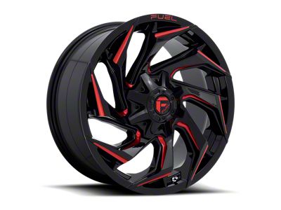 Fuel Wheels Reaction Gloss Black Milled with Red Tint 6-Lug Wheel; 24x12; -44mm Offset (14-18 Silverado 1500)