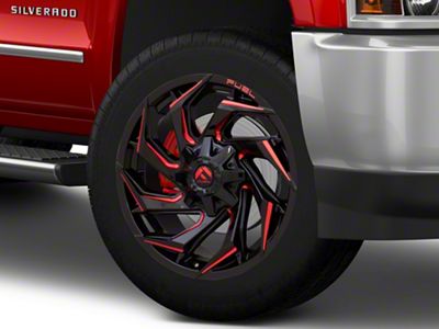 Fuel Wheels Reaction Gloss Black Milled with Red Tint 8-Lug Wheel; 22x12; -44mm Offset (15-19 Silverado 2500 HD)
