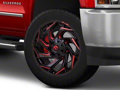 Fuel Wheels Reaction Gloss Black Milled with Red Tint 8-Lug Wheel; 22x10; -18mm Offset (15-19 Silverado 2500 HD)