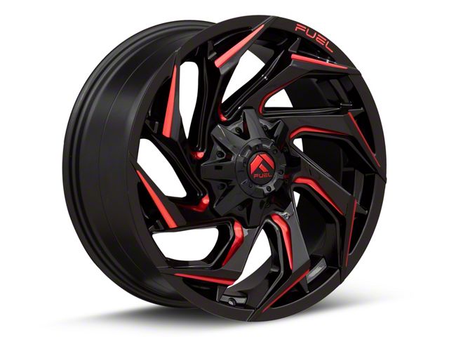Fuel Wheels Reaction Gloss Black Milled with Red Tint 8-Lug Wheel; 20x10; -18mm Offset (15-19 Silverado 3500 HD SRW)