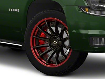 Fuel Wheels Fusion Forged Burn Matte Black with Candy Red Lip 6-Lug Wheel; 24x12; -44mm Offset (15-20 Tahoe)