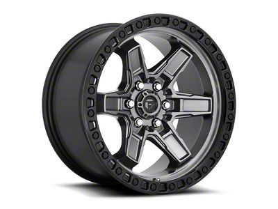Fuel Wheels Kicker Matte Gunmetal with Black Bead Ring 6-Lug Wheel; 17x9; -12mm Offset (15-20 Yukon)