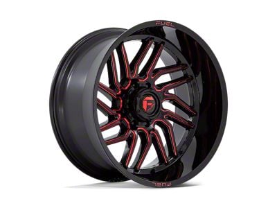 Fuel Wheels Hurricane Gloss Black Milled with Red Tint 8-Lug Wheel; 24x12; -44mm Offset (17-22 F-350 Super Duty SRW)