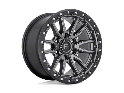 Fuel Wheels Rebel Matte Gunmetal with Black Bead Ring 8-Lug Wheel; 22x12; -44mm Offset (17-22 F-350 Super Duty SRW)