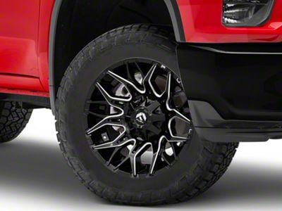 Fuel Wheels Twitch Glossy Black Milled 8-Lug Wheel; 20x10; -18mm Offset (20-24 Silverado 2500 HD)