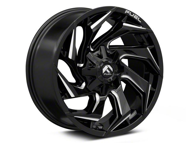 Fuel Wheels Reaction Gloss Black Milled 8-Lug Wheel; 20x10; -18mm Offset (20-24 Silverado 3500 HD SRW)