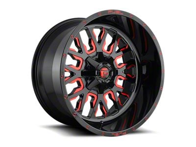 Fuel Wheels Stroke Gloss Black and Red 8-Lug Wheel; 20x12; -43mm Offset (23-24 F-350 Super Duty SRW)