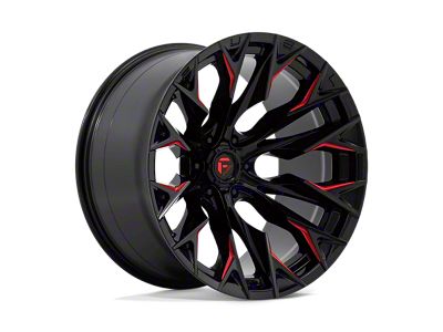Fuel Wheels Flame Gloss Black Milled with Candy Red 6-Lug Wheel; 22x12; -44mm Offset (2024 Ranger)
