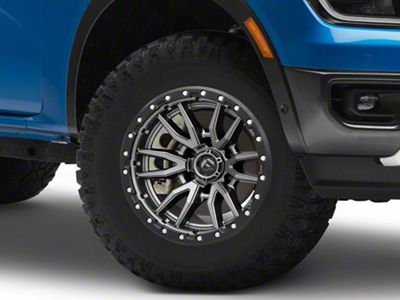 Fuel Wheels Rebel Matte Gunmetal with Black Bead Ring 6-Lug Wheel; 17x9; -12mm Offset (24-25 Ranger)