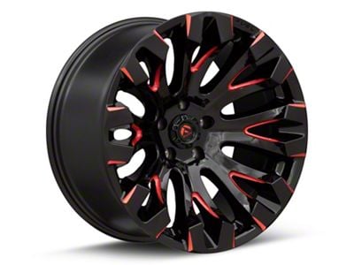 Fuel Wheels Quake Gloss Black Milled with Red Tint 5-Lug Wheel; 20x10; -18mm Offset (94-01 RAM 1500)