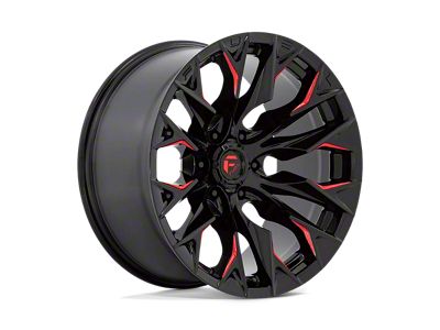 Fuel Wheels Flame Gloss Black Milled with Candy Red 8-Lug Wheel; 20x10; -18mm Offset (94-02 RAM 3500 SRW)