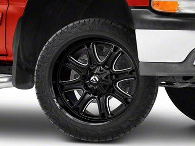 Fuel Wheels Darkstar Gloss Black Milled 6-Lug Wheel; 22x9; 1mm Offset (99-06 Silverado 1500)