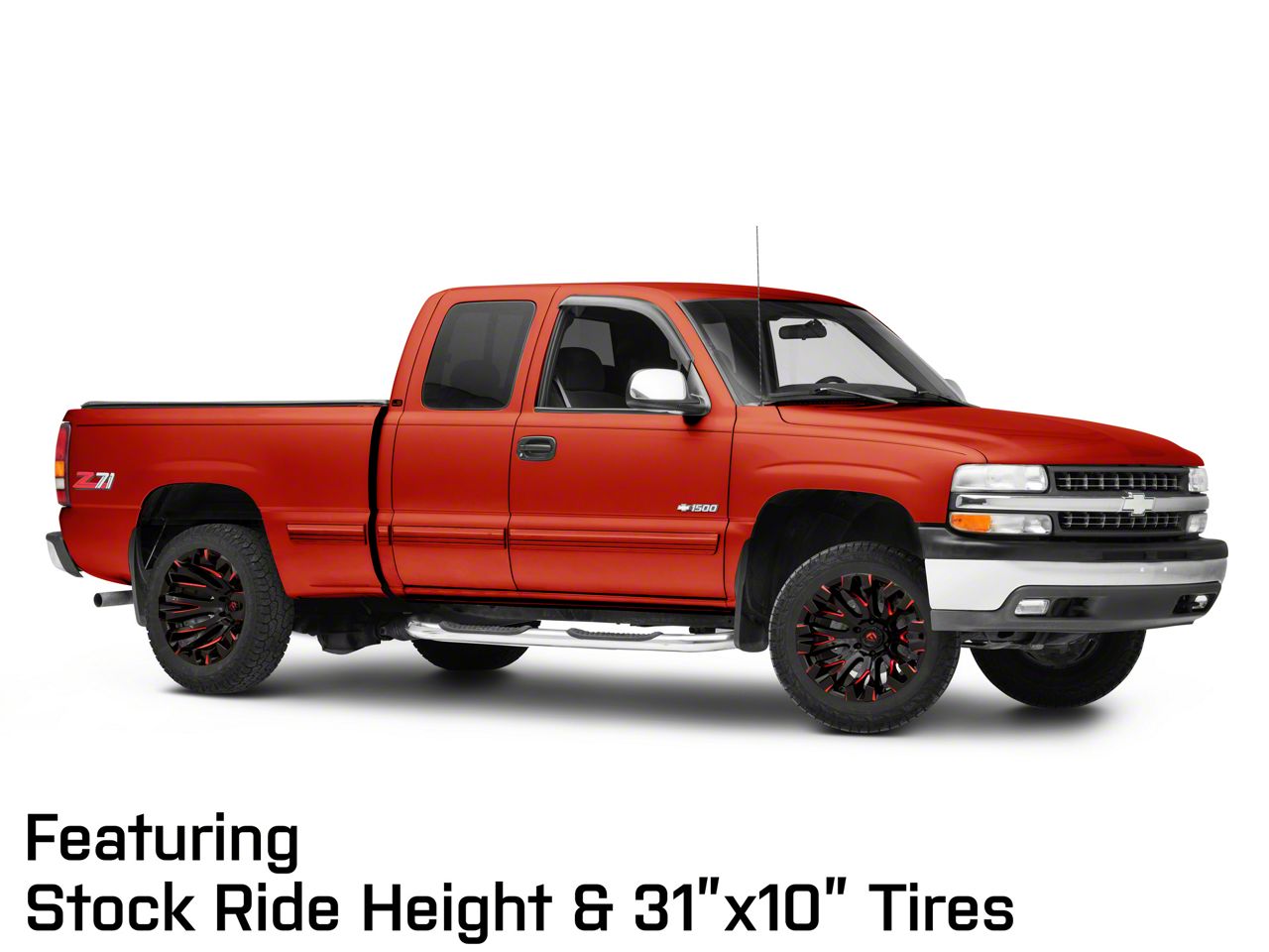 Fuel Wheels Quake Gloss Black Milled with Red Accents 6-Lug Wheel; 20x10;  -18mm Offset (99-06 Silverado 1500)