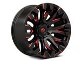 Fuel Wheels Quake Gloss Black Milled with Red Accents 6-Lug Wheel; 20x10; -18mm Offset (23-25 Canyon)