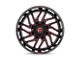 Fuel Wheels Hurricane Gloss Black Milled with Red Tint 6-Lug Wheel; 24x12; -44mm Offset (23-24 Colorado)