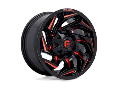 Fuel Wheels Reaction Gloss Black Milled with Red Tint 5-Lug Wheel; 22x12; -44mm Offset (87-90 Dakota)