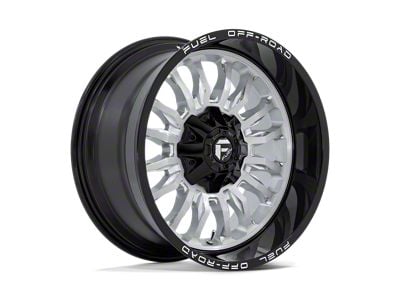 Fuel Wheels Arc Silver Brushed Face with Milled Black Lip 6-Lug Wheel; 20x10; -18mm Offset (21-25 F-150)