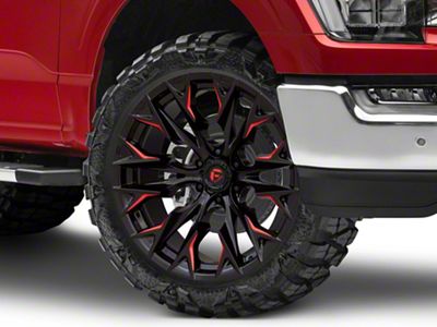 Fuel Wheels Flame Gloss Black Milled with Candy Red 6-Lug Wheel; 22x12; -44mm Offset (21-25 F-150)