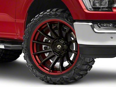 Fuel Wheels Fusion Forged Burn Matte Black with Candy Red Lip 6-Lug Wheel; 22x10; -18mm Offset (21-25 F-150)