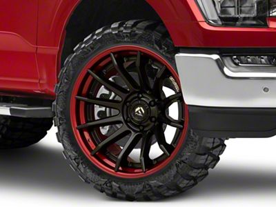 Fuel Wheels Fusion Forged Burn Matte Black with Candy Red Lip 6-Lug Wheel; 24x12; -44mm Offset (21-25 F-150)