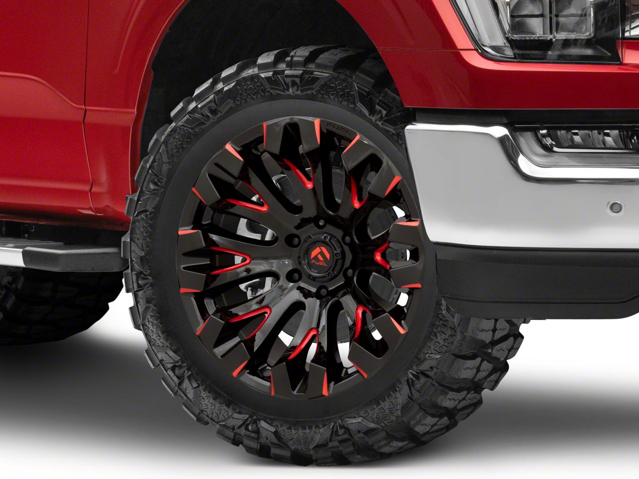 Fuel Wheels F Quake Gloss Black Milled With Red Accents Lug Wheel