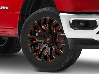 Fuel Wheels Quake Gloss Black Milled with Red Tint 6-Lug Wheel; 20x9; 1mm Offset (19-25 RAM 1500)