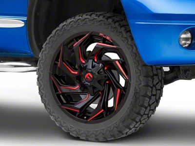 Fuel Wheels Reaction Gloss Black Milled with Red Tint 8-Lug Wheel; 22x10; -18mm Offset (06-08 RAM 1500 Mega Cab)