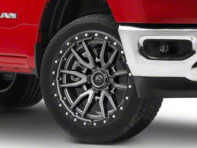 Fuel Wheels Rebel Matte Gunmetal with Black Bead Ring 6-Lug Wheel; 22x10; -13mm Offset (19-24 RAM 1500)