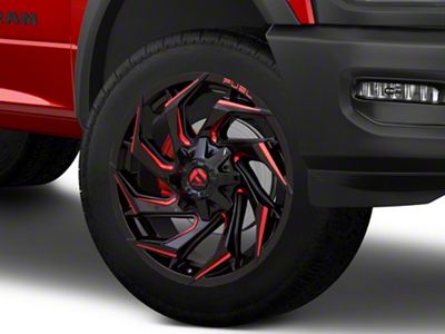 Fuel Wheels Reaction Gloss Black Milled with Red Tint 8-Lug Wheel; 24x12; -44mm Offset (19-24 RAM 2500)