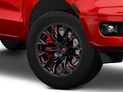 Fuel Wheels Flame Gloss Black Milled with Red Accents 6-Lug Wheel; 20x9; 20mm Offset (19-23 Ranger)