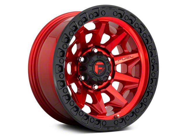 Fuel Wheels Covert Candy Red with Black Bead Ring 6-Lug Wheel; 18x9; -12mm Offset (19-24 Sierra 1500)