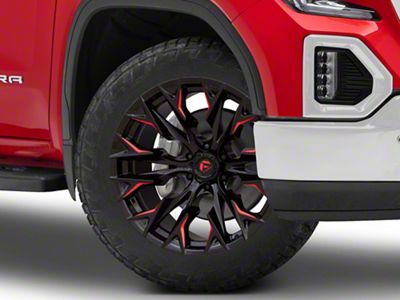 Fuel Wheels Flame Gloss Black Milled with Candy Red 6-Lug Wheel; 22x10; -18mm Offset (19-24 Sierra 1500)