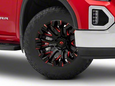 Fuel Wheels Quake Gloss Black Milled with Red Tint 6-Lug Wheel; 20x9; 1mm Offset (19-25 Sierra 1500)