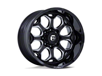 Fuel Wheels Scepter Gloss Black Milled 8-Lug Wheel; 20x9; 1mm Offset (20-24 Sierra 2500 HD)