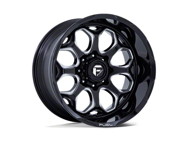 Fuel Wheels Scepter Gloss Black Milled 8-Lug Wheel; 20x9; 1mm Offset (20-24 Sierra 2500 HD)