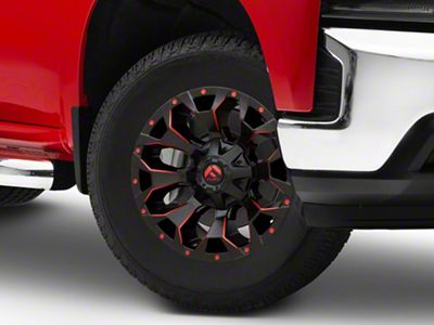 Fuel Wheels Assault Matte Black Red Milled 6-Lug Wheel; 18x9; 1mm Offset (19-24 Silverado 1500)