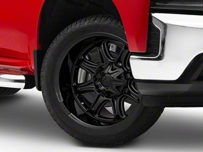 Fuel Wheels Darkstar Matte Black with Gloss Black Lip 6-Lug Wheel; 22x9; 1mm Offset (19-25 Silverado 1500)