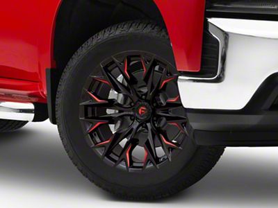 Fuel Wheels Flame Gloss Black Milled with Candy Red 6-Lug Wheel; 20x9; 1mm Offset (19-24 Silverado 1500)