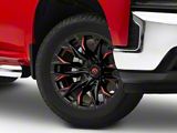 Fuel Wheels Flame Gloss Black Milled with Red Accents 6-Lug Wheel; 20x10; -18mm Offset (19-24 Silverado 1500)