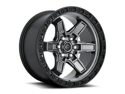 Fuel Wheels Kicker Matte Gunmetal with Black Bead Ring 6-Lug Wheel; 17x9; 1mm Offset (19-24 Silverado 1500)