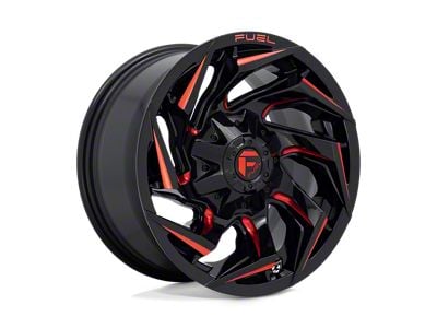 Fuel Wheels Reaction Gloss Black Milled with Red Tint 6-Lug Wheel; 17x9; 1mm Offset (19-24 Silverado 1500)
