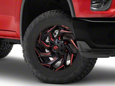 Fuel Wheels Reaction Gloss Black Milled with Red Tint 8-Lug Wheel; 20x10; -18mm Offset (20-24 Silverado 2500 HD)